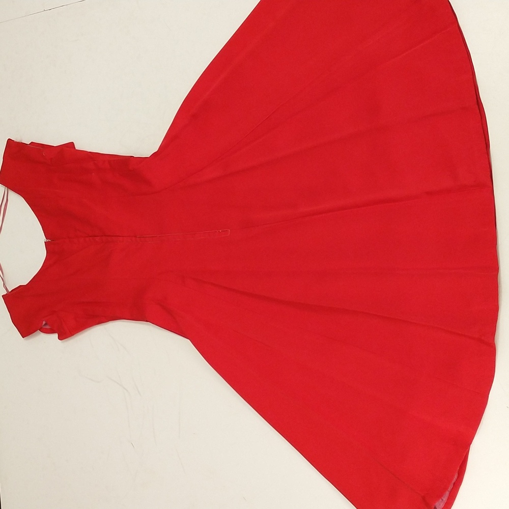 Red Satin Fifties Party Dress Vintage 50's Feminine Fit and Flare made in USA - Picture 14 of 14